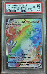 If you attached energy to a pokémon in this way, draw 2 cards. Price History And Sellers Psa 10 Charizard Vmax Rainbow Rare Champion S Path Secert 074 Gem Mint In Hand Charizard Cards Pokemon Cards