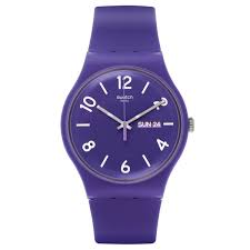 Swatch Suov703 Unisex Backup Purple Dial Purple Silicon Strap Watch Blue Watches Watches For Men Swatch