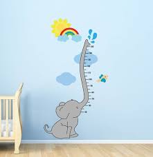 baby elephant height chart wall decal