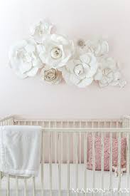 Paper Flowers As Wall Decor In A Nursery What A Gorgeous Soft Feminine Space Almost All Neutral A V Paper Flower Wall Art Flower Nursery Paper Flower Wall