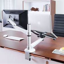 2 In 1 Dual Arms Laptop Stand Holder Desk Monitor Mount Vesa Compatible Yaekoo Aufraumen Arbeitszimmer Zimmer
