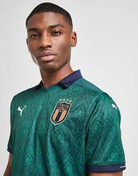 The italian national soccer team wears a blue and white uniform. Puma Italy 2020 Third Shirt
