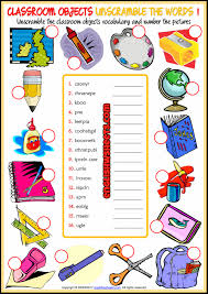 Classroom objects(listen and drag) grade/level: Classroom Objects Esl Unscramble The Words Worksheets