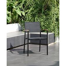 4pk Veronica Patio Quick Dry Stacking Sling Chairs With Teak Finish Aluminum Black Amazonia Conversation Set Patio Outdoor Furniture Sets Patio Furniture Sets