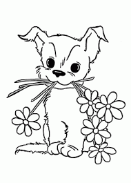 The puppy slides down from the mountain on its four paws. Cute Puppy With Flower Coloring Page For Kids Animal Coloring Pages Printables Free Puppy Coloring Pages Unicorn Coloring Pages Dog Coloring Page