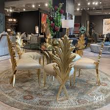 Exclusive furniture in houston offers a wide range of traditional to contemporary styled dining room furniture to fit the decor of any home. We Re Loving These High Back Carved Chairs In The Form Of A Hawthorn Leaf Leisurely Tapering Into Christopher Houston Furniture Holiday Dining Room Furniture