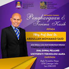Dan hal ehwal pelajar) atau penyelaras hal ehwal pelajar di setiap fakulti dan. Mpp Uitm Pasir Gudang On Twitter Assalamualaikum Seluruh Warga Uitm Cawangan Johor Ingin Mengucapkan Setinggi Tinggi Penghargaan Dan Jutaan Terima Kasih Kepada Ybhg Prof Dato Dr Abdullah Mohamad Said Di Atas Jasa Dan