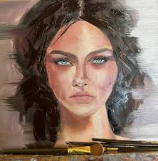 Refining granddaughter's face and mouth in oil painting