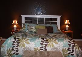 Reclaimed Wood 15 Panel Glass Door My New King Sized Headboard Many Thanks To An Amazing Friend For Making Th King Size Headboard Bedroom Makeover Headboard