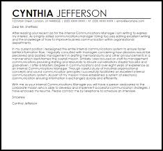 Internal Communications Manager Cover Letter Sample Cover Letter Templates Examples