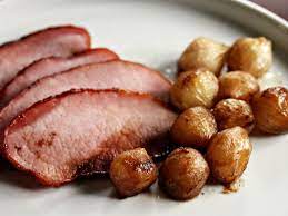 Mustard And Brown Sugar Rubbed Ham With Balsamic Roasted Onions Recipe Serious Eats