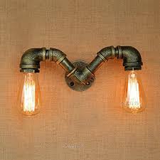 Industrial lighting,industrial wall lights,wall lighting,industrial wall lighting,vintage lamps. Cgjdzmd Wall Sconce Vintage Industrial Retro Double Heads Water Pipe Wall Lamp Steampunk Wall Light Rustic Style Hotel Lights Barn Garage Villa Bronze Lighting Luminaire Not Including Light Bulbs Steampunk Ages