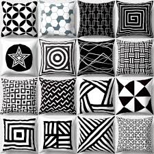 Black And White Geometric Lumbar Pillow Black And White Geometric Cushion Throw Pillow Cover Case Home Sofa Decor In 2020 Geometric Throw Pillows Throw Pillows Geometric Cushions