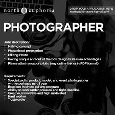 Lowongan kerja lulusan sma/smk/sederajat untuk posisi: Lowongan Kerja Photographer Di North Euphoria Jakartakerja