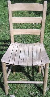 Antique Primitive Oak Ladder Back Chair Wood Slat Seat Ladder Back Chairs Wood Chair Chair