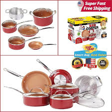 Red Copper Pan Set 10pcs Ceramic Non Stick Cookware Set As Seen On Tv Great Gift Redcopper Cookware Set Ceramic Non Stick Red Copper Pan
