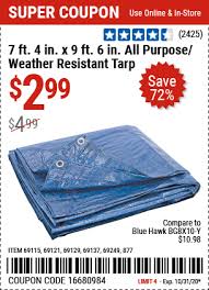 Heavy duty waterproof mold & uv resistant, rustproof. Hft 7 Ft 4 In X 9 Ft 6 In Blue All Purpose Weather Resistant Tarp For 2 99 Harbor Freight Coupons