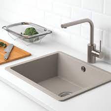 They are securely fastened by the rim which runs along the top edge of the sink. Kilsviken Inset Sink 1 Bowl Grey Beige Quartz Composite Ikea