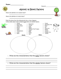 Ecosystem Biotic And Abiotic Factors Worksheet Worksheet 1 Abiotic Versus Biotic Factors Abiotic Biotic Science Biology