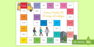 A veces los incluyo en mis clases, pero van bien para todas las edades. Juego De Mesa Sumas Hasta 20 El Viaje Al Colegio