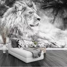 Stylish 3d Black And White Majestic Lion Photo Wall Mural Gorgeous Animal Wallpaper For Walls We Offer Fr Custom Photo Wallpaper Mural Wallpaper Animal Mural