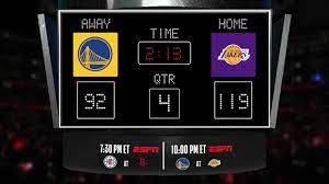 Yesterday's games and scores from any date in baa/nba or aba history. Warriors Lakers Live Scoreboard Join The Conversation And Catch All The Action On Espn Youtube