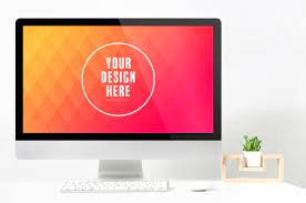 Download Desktop Computer On Desk Mockup 1 Psd Mockup Computer Mock Up Smartphone Imac Mock Up Pc Smart Object Pho Computer Mockup Mockup Desk Mockup Design