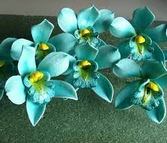 Gum Paste Flower Teal Color Cymbidium Orchid Cake Decoration Gum Paste Flowers Fondant Flower Cake Fondant Flowers