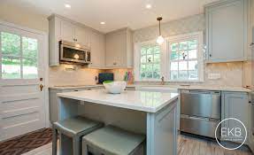 Benjamin Moore Silver Mist Inset Cabinets With Vortium Silestone Countertops Kitchen Design Kitchen Remodel Installing Kitchen Cabinets