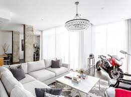 Light Grey Sectional With Dark Gray Pillows Contemporary Living Room