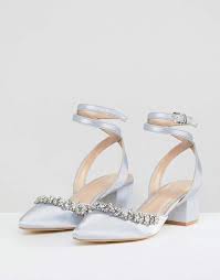 Be Mine Bridal Saphira Gray Satin Embellished Mid Heeled Shoes Gray Satin Bridal Wedding Shoes Mid Heel Mid Heel Shoes Trending Shoes