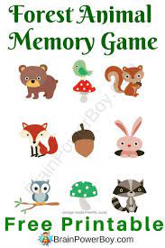Cute Forest Animal Memory Game Forest Animals Preschool Forest Animals Animals For Kids