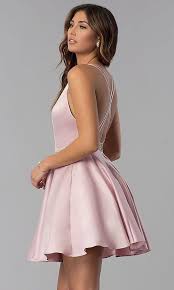 High Neck Short Open Back Homecoming Dress Homecoming Dresses Short Light Pink Homecoming Dresses Pink Homecoming Dress