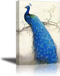 Amazon.com: Peacock Wall Art Decor for Living Room, PIY Beautiful Oil  Painting Canvas Prints of Elegant Proud Peacock on Beige Pictures (1