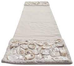 Linen tablecloths, linen napkins, linen table runners and linen placemats available in various sizes. All Natural Coastal Canvas Table Runner With Real Oyster Shells Beach Style Table Runners By Sandy By The Sea Designs Houzz