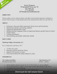 Recent college graduate with a b.a. How To Write A College Student Resume With Examples