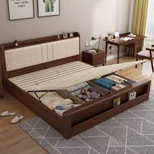 Online shopping has never been so convenient. Nordic Modern Upholstered Trundle Platform Bed With Storage 1 8 1 5 Meters Bedroom Furniture Simple Bed Solid Oak Wood Bed Buy Indonesia Classic Models Designs Latest Storage Bed Furniture Wooden Double