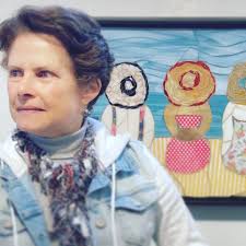 Sunny," art quilt by local artist Joyce Ritter. Joyce holds an art quilt  demo Sat, Aug 28th, 1-4 at HorseSpirit. She's also featured in Summer  Brilliance which runs through Sept 5.. . . . #