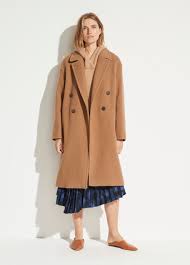 Belle fare camel 100% cashmere swing coat. Double Breasted Coat For Women Vince