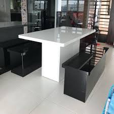 You can also slide the benches underneath the table for easy storage. Dining Table Benches With Storage Furniture Home Living Furniture Tables Sets On Carousell
