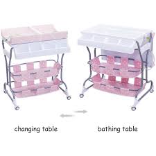 Graco pack 'n play snuggle suite lx. Multigot Baby Changing Table 2 In 1 Infant Bath Tub Unit Station Storage Dresser With Lockable Wheels Pink Pink Buy Online In Bahamas At Bahamas Desertcart Com Productid 126009053