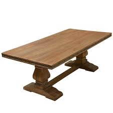 It is constructed from oak and has a natural oil finish. Rustic Solid Wood Trestle Pedestal Base Harvest Dining Table