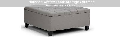 Modern and rustic, with a hint of traditional style, this table if storage ottomans aren't your style, the furrino coffee table might be the storage solution for you. Amazon Com Simplihome Harrison 36 Inch Wide Square Coffee Table Lift Top Storage Ottoman Cocktail Footrest Stool In Upholstered Dove Grey Tufted Linen Look Fabric For The Living Room Traditional Furniture Decor