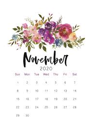 2020 Printable Calendar Floral Watercolor Calendar Letter Etsy In 2020 November Calendar Print Calendar Calendar Wallpaper