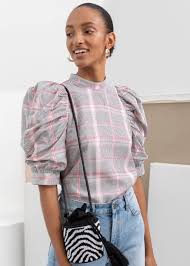 Puff Shoulder Chiffon Blouse Chiffon Blouse Mock Neck Blouse Fashion Story