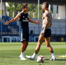 Sergio Reguilon With Sergio Ramos At Real Madrid Training Real Madrid Training Sergio Ramos Real Madrid