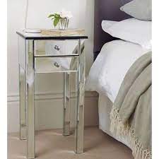 More informal but extra cool are transparent plexiglas bedside tables which. Mirrored 2 Drawer Bedside Table
