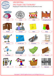 shopping esl printable picture dictionary worksheet for kids image worksheets 1 engworksheets
