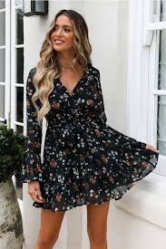 Pink Floral Long Sleeve Mini Dresses Summer Pinks Floral Mini Dresses With Long Sleeve Floral Print Short Dress Mini Dresses Summer Long Sleeve Mini Dress
