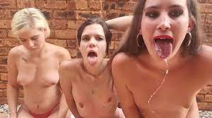 3 sluts sit outside with their tongue's out playing with spit - XVIDEOS.COM